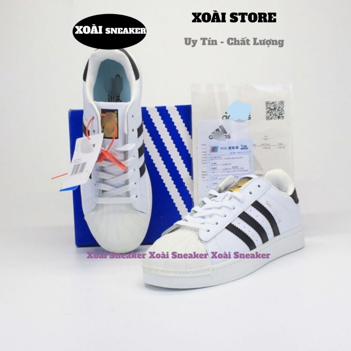 Giày superstar mũi sò màu trắng sọc đen, giày thể thao nam nữ adidas mũi sò vip da thật, ảnh thật, full size | BigBuy360 - bigbuy360.vn