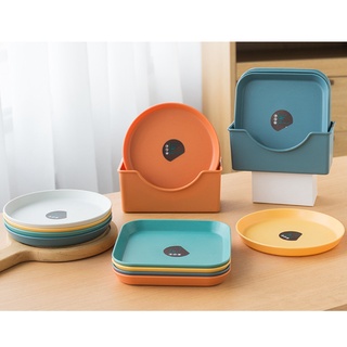 Dĩa Nhựa Vuông Đủ Màu Loại Dày 15x15cm Kèm Khay Đựng Dùng Chia Phần Thức Ăn Hoặc Đựng Xương Trên Bàn Ăn