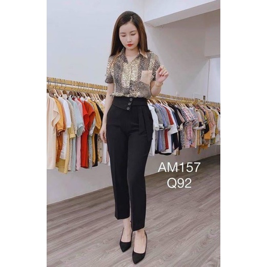 Quần baggy cạp kiểu nơ 3 cúc khóa sườn 69