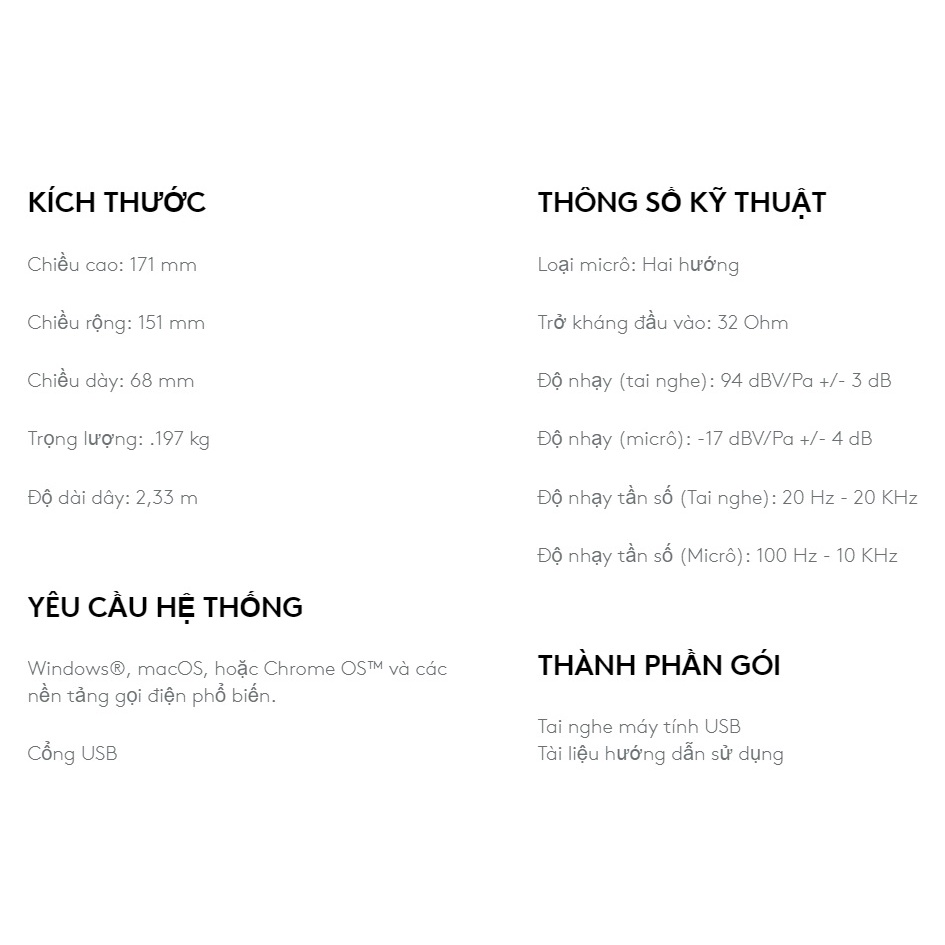 Tai Nghe chụp tai Logitech H390 - Tai nghe kèm Mic chơi game chat voice chống ồn Logitech H390