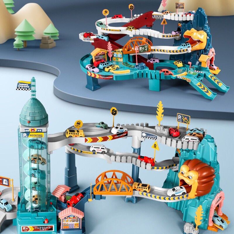 Đường đua xe oto hầm khủng long/sư tử kèm xe oto