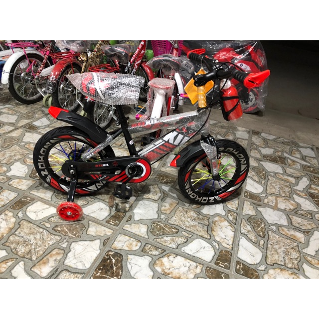 Xe đạp thể thao cho bé 16inch( mẫu mới- màu xanh đen+ đỏ đen)đũa phản quang