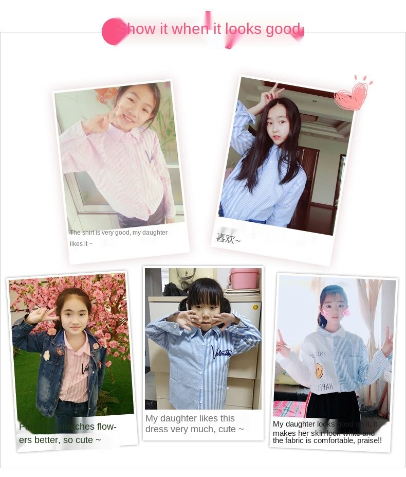 Áo sơ mi tay dài phong cách Hàn Quốc thời trang cho bé gái