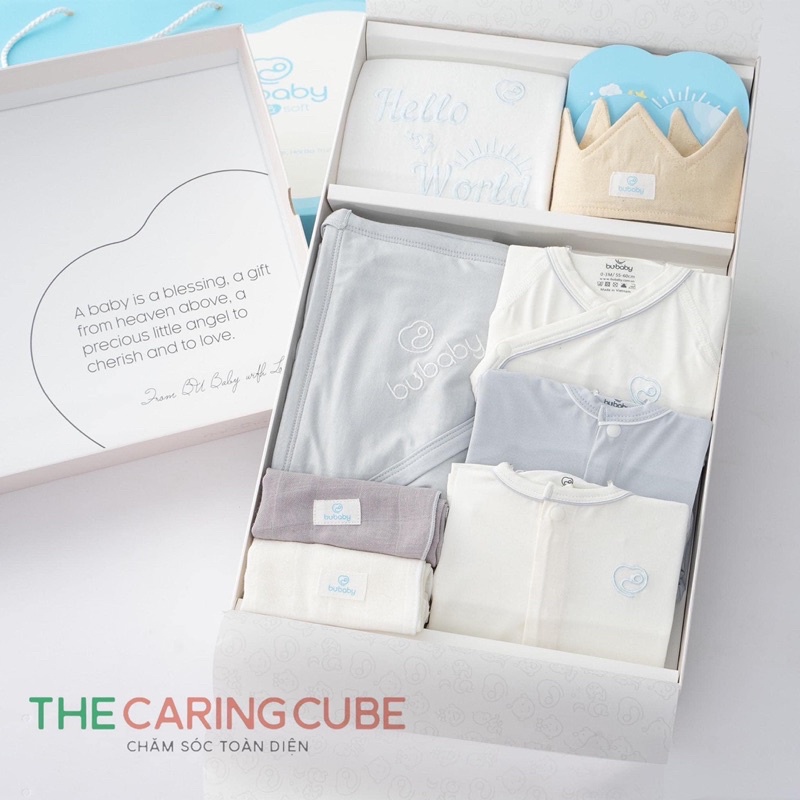 Set quần áo đồ dùng Bu baby 12 món Hello world cho bé sơ sinh - Bu
