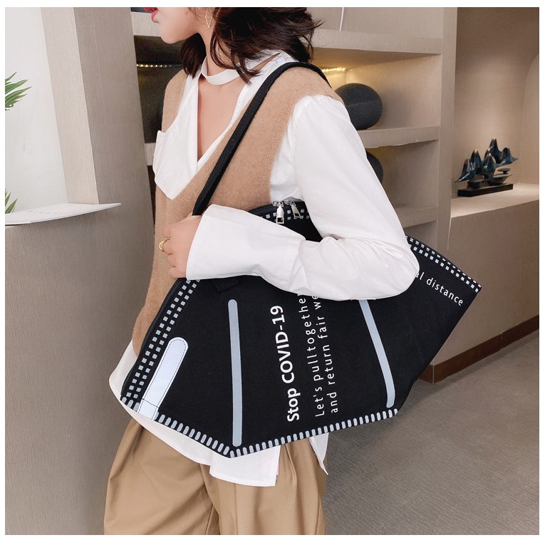 Túi tote vải canvas phong cách thiết kế mới thời trang cá tính TX41