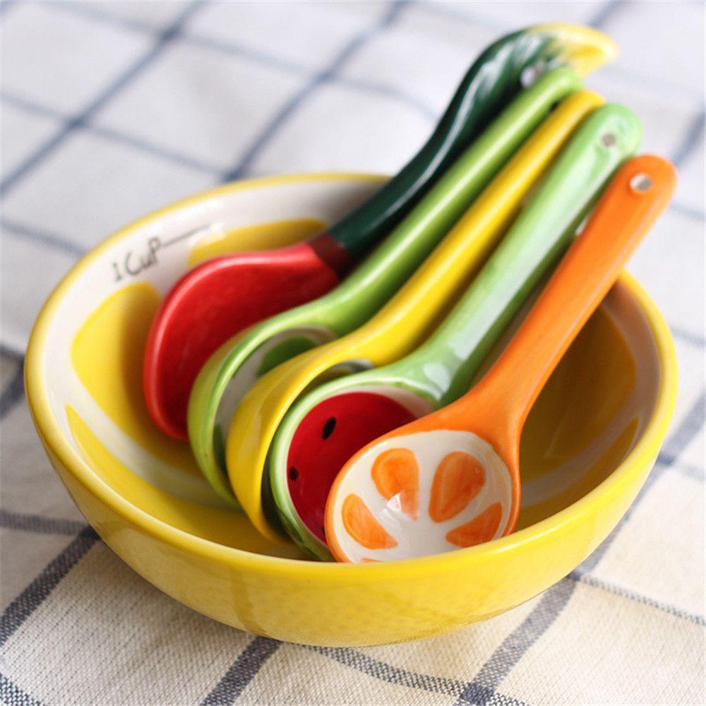 Muỗng Ăn Tráng Miệng Bằng Sứ Hình Trái Cây Dễ Thương Cho Bé
