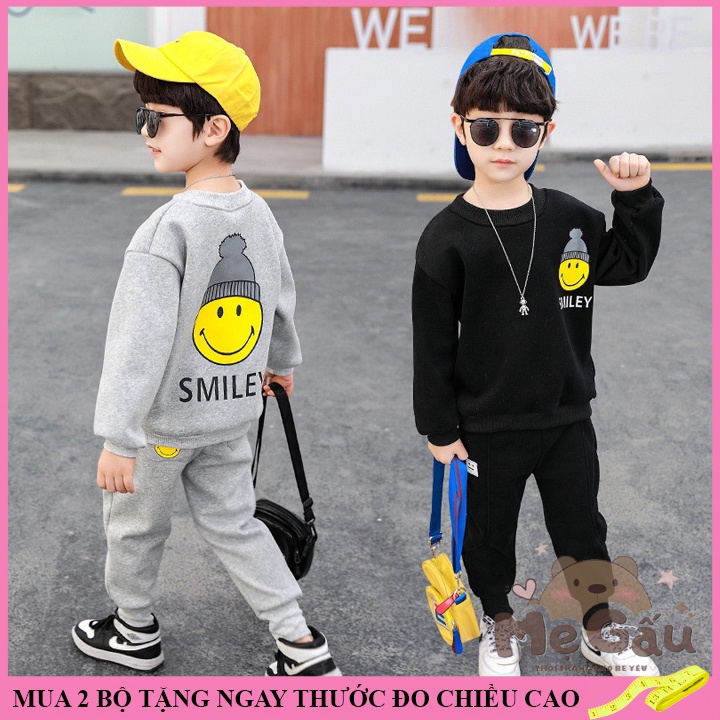 Bộ thu đông cho bé trai 14-45kg, set thu đông bé trai 4-14 tuổi SMILE cá tính năng động, vải dày dặn, hàng may kĩ.SMIL9