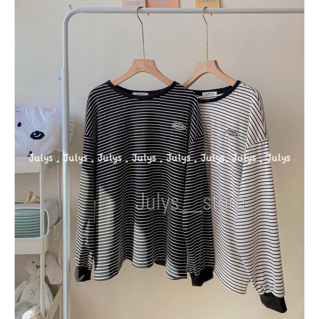 Áo PULL sợi kẻ nhỏ may logo cao su SIMPISCHIC form rộng (Có sẵn/ảnh thật) | BigBuy360 - bigbuy360.vn