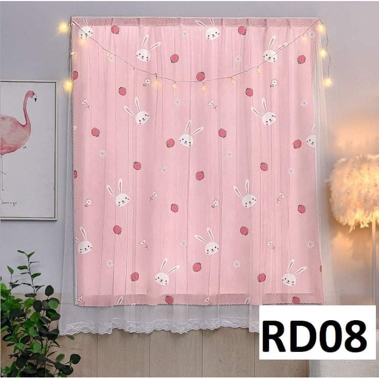 (Sale) Rèm cửa dán tường 2 lớp không cần khoan, dễ vệ sinh, họa tiết sinh động che nắng cửa sổ và decor phòng ngủ