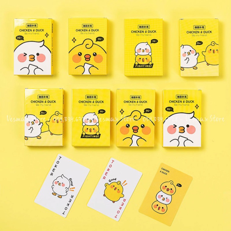 01 lốc gồm 12 bộ bài tây dễ thương, poker tú lơ khơ hoạt hình cute
