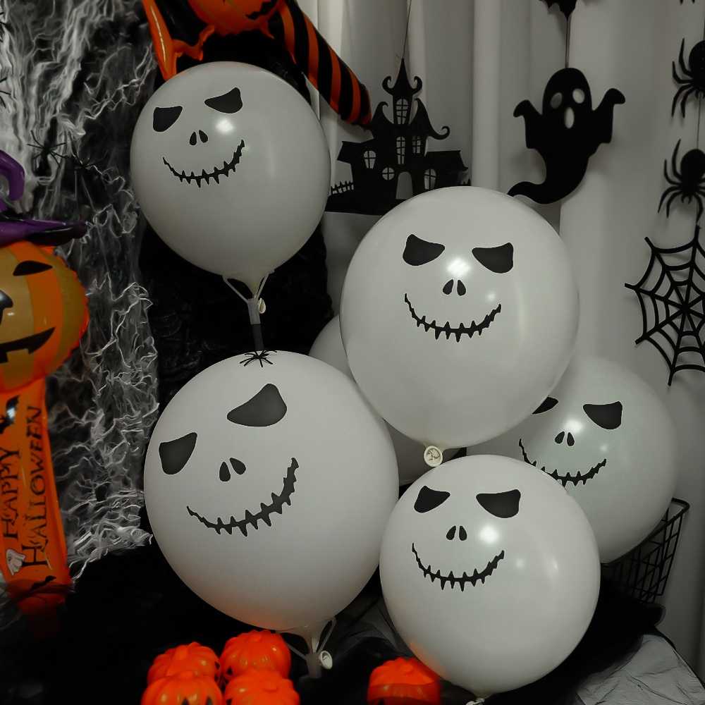 Set 10 Bong Bóng 12inch In Họa Tiết Phù Thủy / Mặt Cười Trang Trí Tiệc Halloween