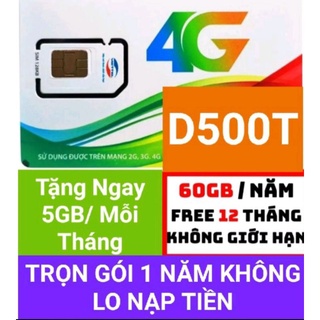 Sim 4G Viettel D500T Trọn Gói 1 Năm Không Nạp Tiền