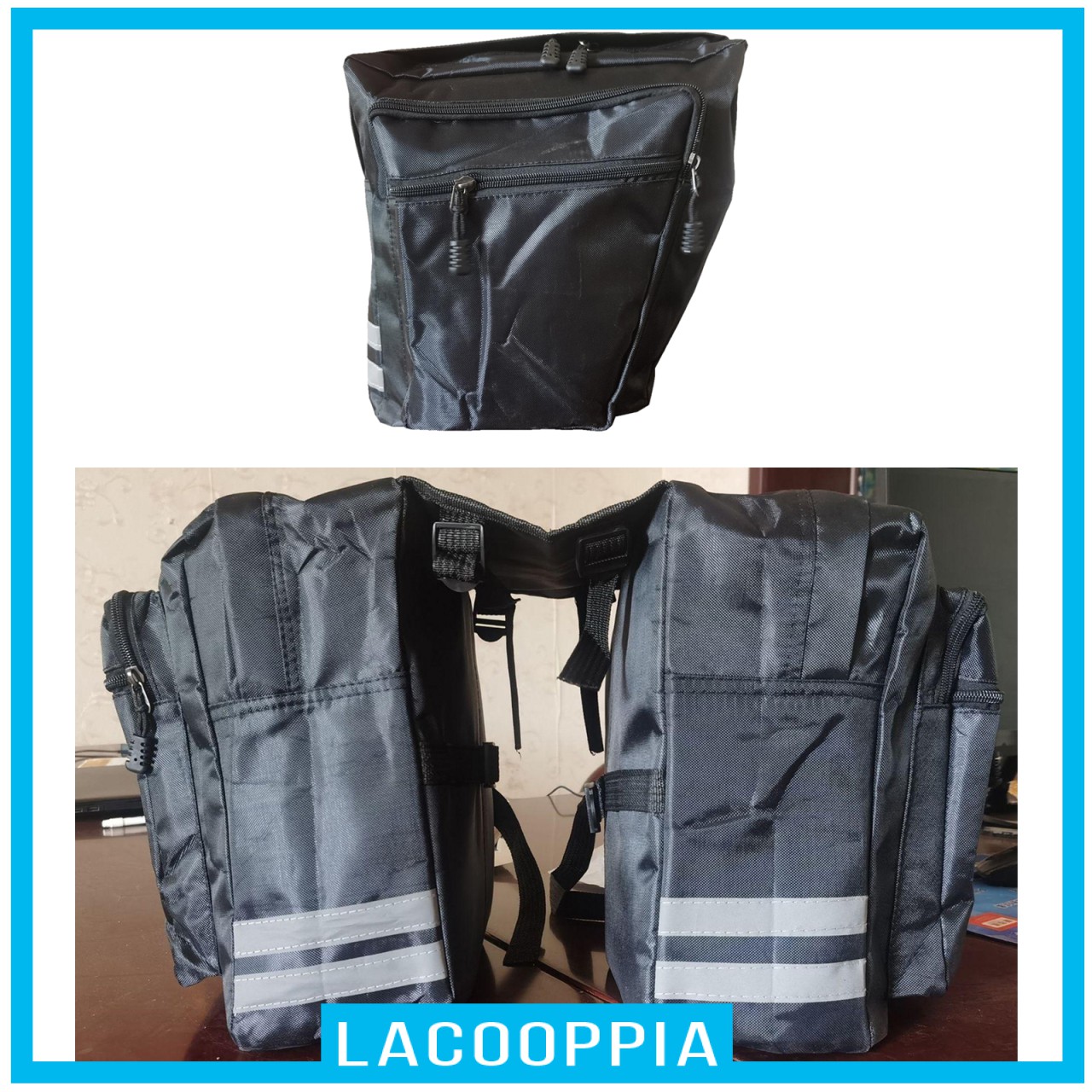 [LACOOPPIA] Cycling Rear Rack Seat Trunk Saddle Storage Pannier Bicycle Bag Reflective Strip