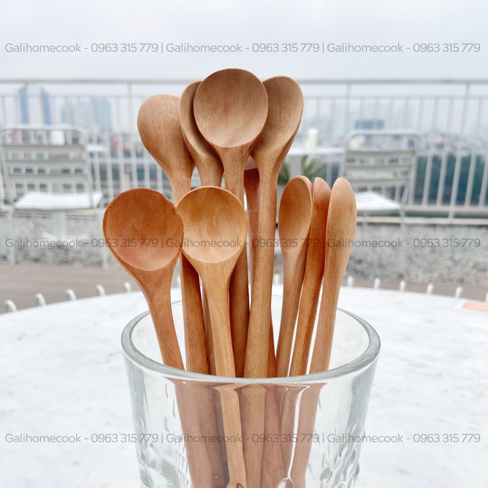 Thìa cà phê (cafe), lấy mật ong bằng gỗ nhãn xuất khẩu | Longan wood Spoon Galihomecook TGN-1