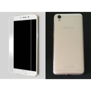 Bộ 1 Kính cường lực và ốp lưng dẻo OPPO F1 plus / X9009 / R9 ( Trong suốt )