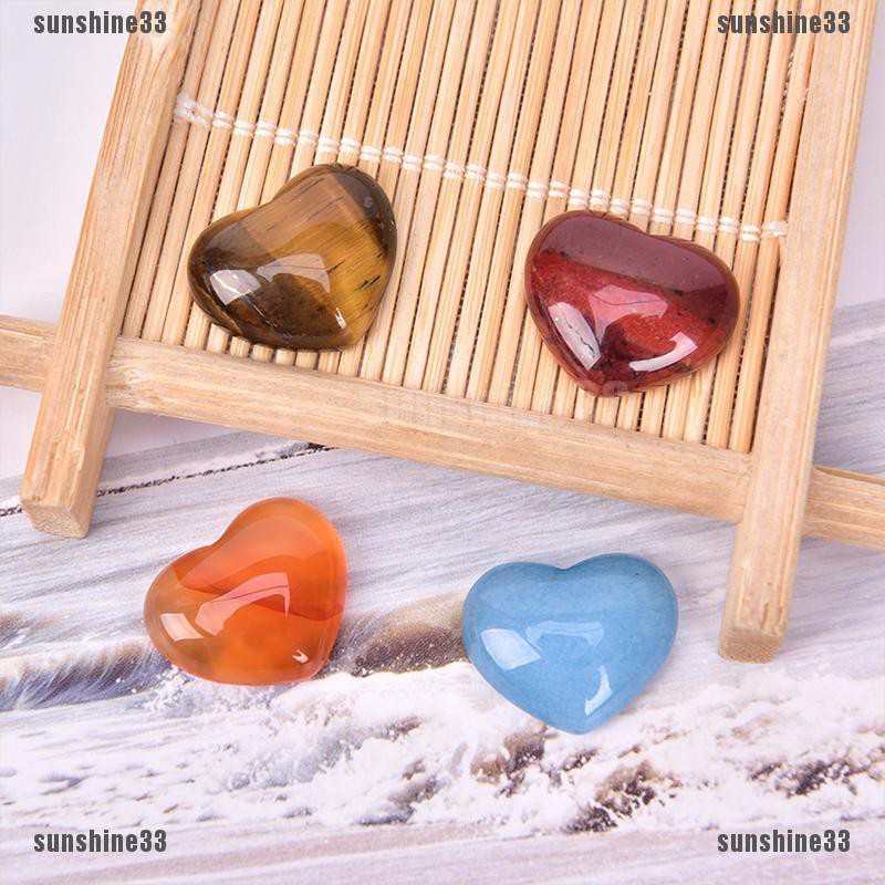 [MULINHE] Đá Thạch Anh Pha Lê Chakra Hình Trái Tim Mini Chữa Bệnh Reiki