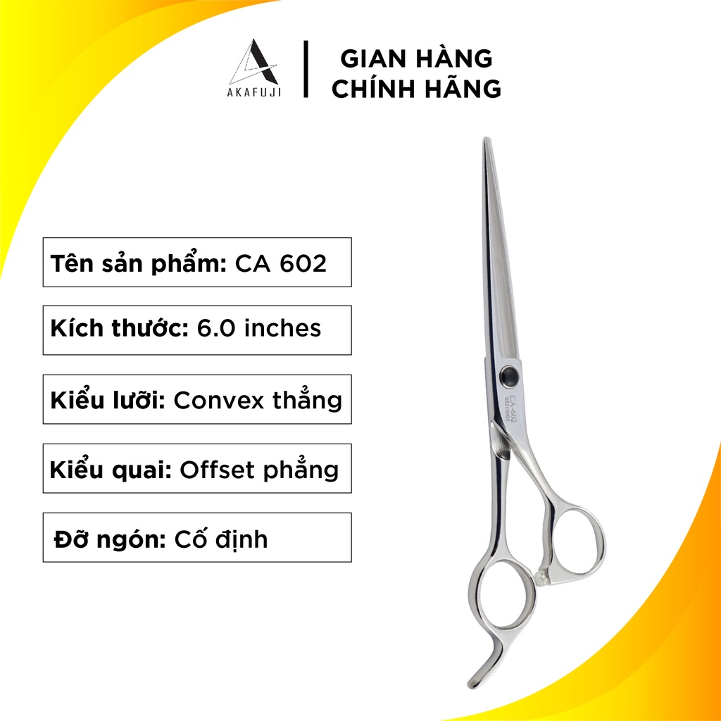 Combo 2 kéo cắt tỉa AKAFUJI, kéo cắt lưỡi thẳng size 6.0 CA-602, kéo tỉa chuôi offset răng thẳng TA-322