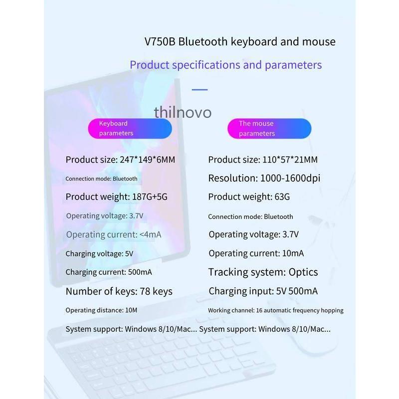 Bàn PhíM Không Dây bluetooth inphic V750 Cho laptop ipad tablet