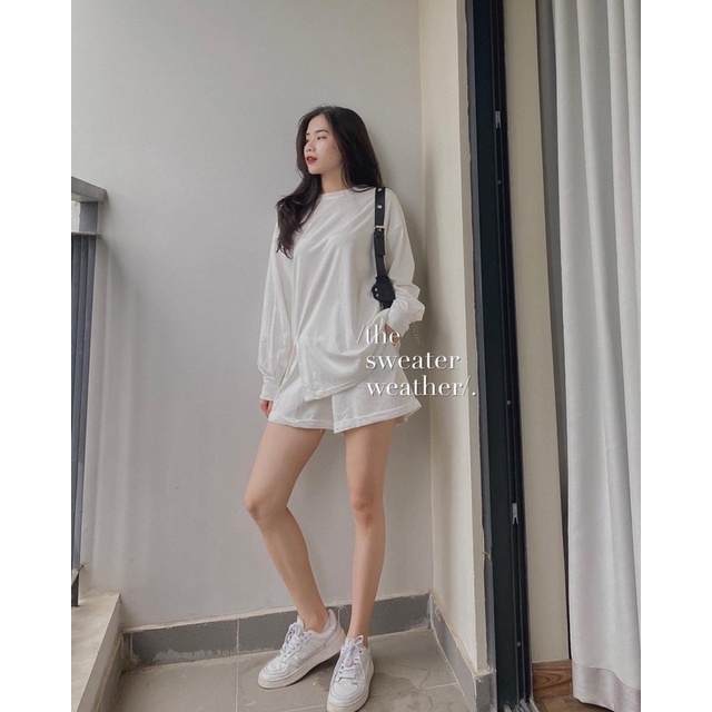 Sét áo dài tay xẻ + quần đùi trơn TT6
