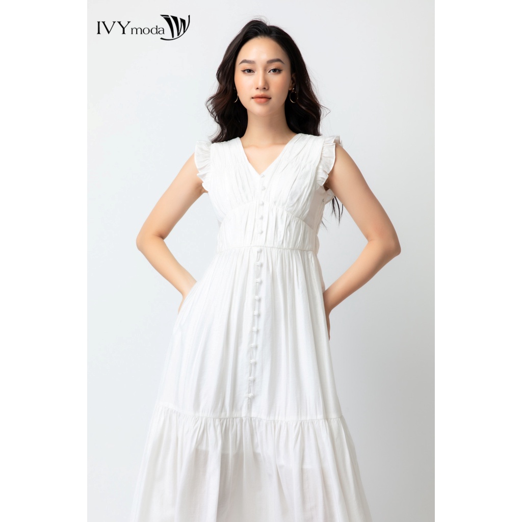 Đầm maxi nữ xếp nếp IVY moda MS 41M6443
