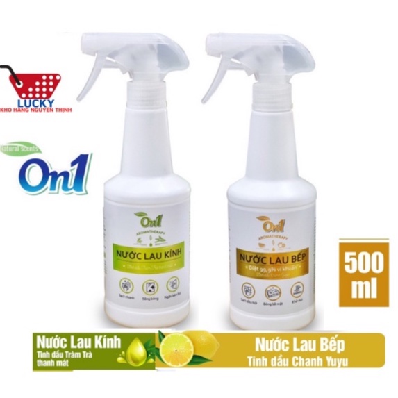 Nước lau kính ,Lau bếp đa năng cao cấp On1 500ml tinh dầu tràm, tinh dầu chanh