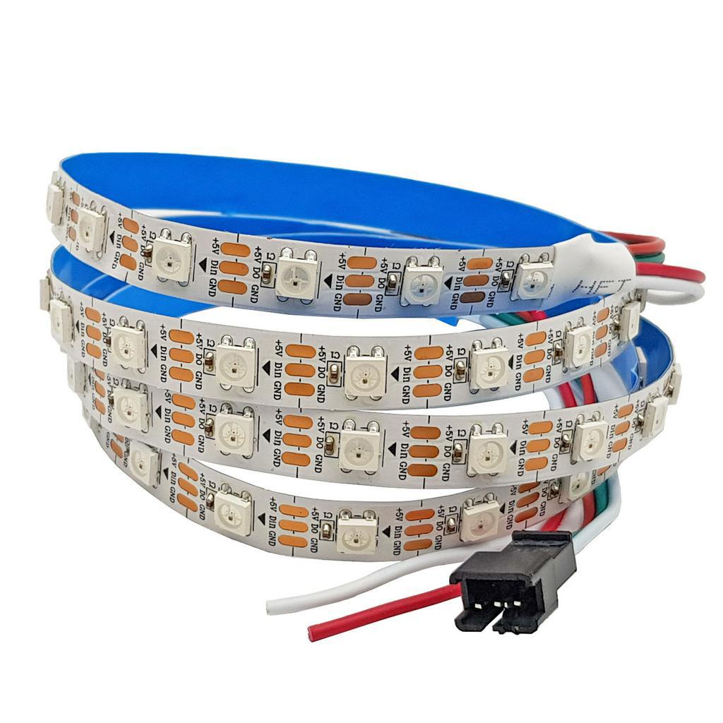 Dây Led dán WS2812B 5V Full LED 5050RGB 60Led/m IP30 có thể lập trình dải sáng, điều khiển bằng app