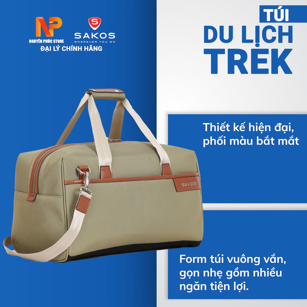 Túi du lịch đa năng unisex Sakos Trek - Chất liệu trượt nước,siêu nhẹ,bền màu - bảo hành chính hãng toàn quốc