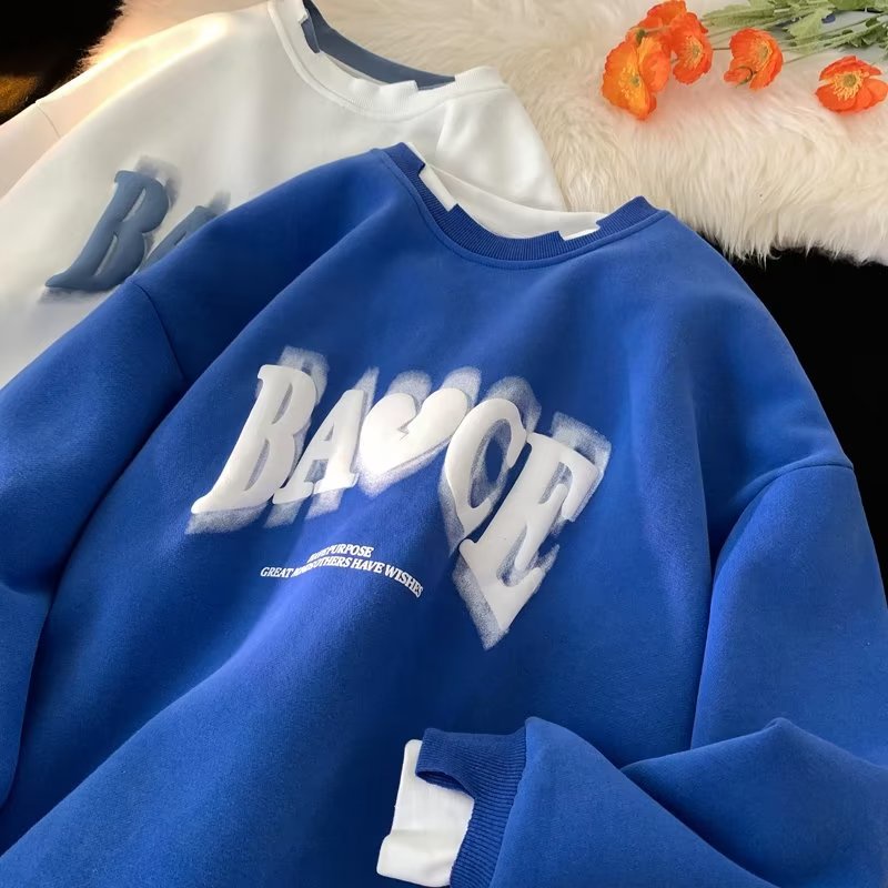 Áo sweater Cổ Tròn Tay Dài Giả Hai Lớp Thời Trang Cho Cặp Đôi
