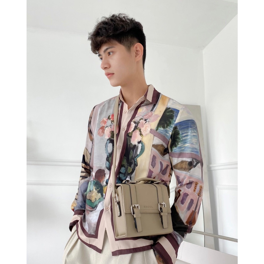 KSOUL Túi Đeo Chéo Old School Bag Ver. 2 Size M Màu Be Da PU