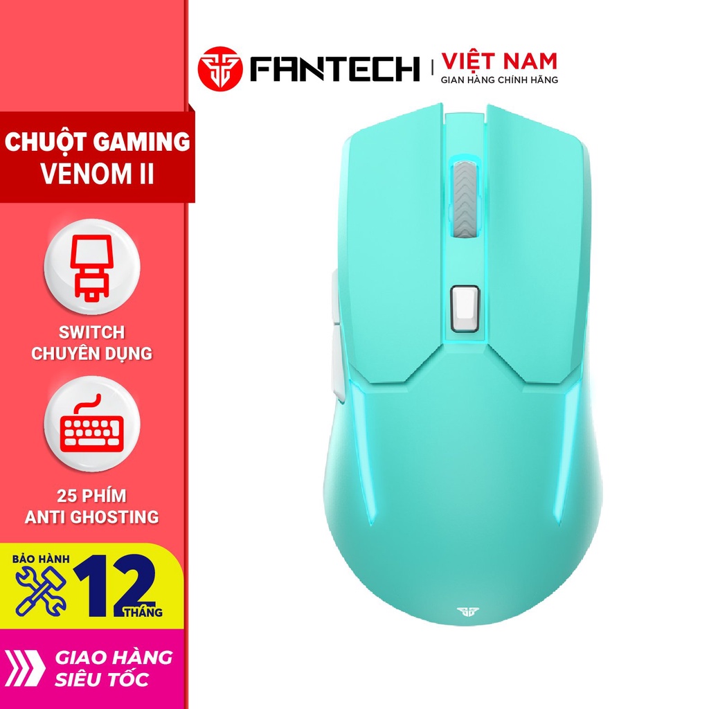 [Giảm 9%, tối đa 100k, cho đơn từ 19k]Chuột máy tính Gaming không dây FANTECH VENOM II WGC2 2400DPI LED RGB - Chính Hãng