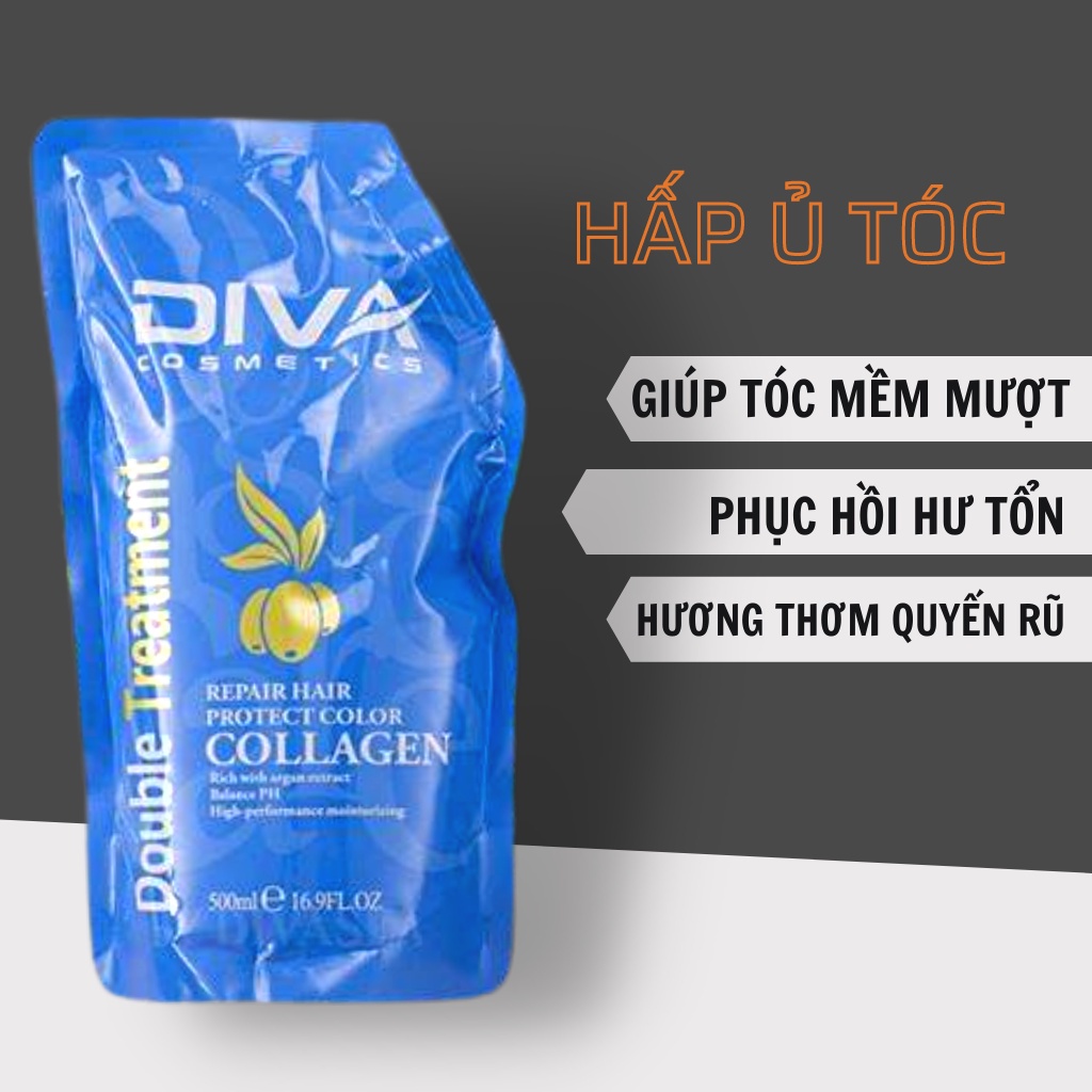 DIVA - Dầu Hấp Ủ Dưỡng Ẩm Phục Hồi Siêu Mềm Mượt Diva Collagen 500ml
