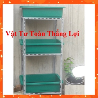 Kệ sắt V lỗ trồng rau  khung V3_V4 (phù hợp khay x dài 65, 66cm x rộng 41,42cm x Cao 16, 17cm) 2, 3 tầng