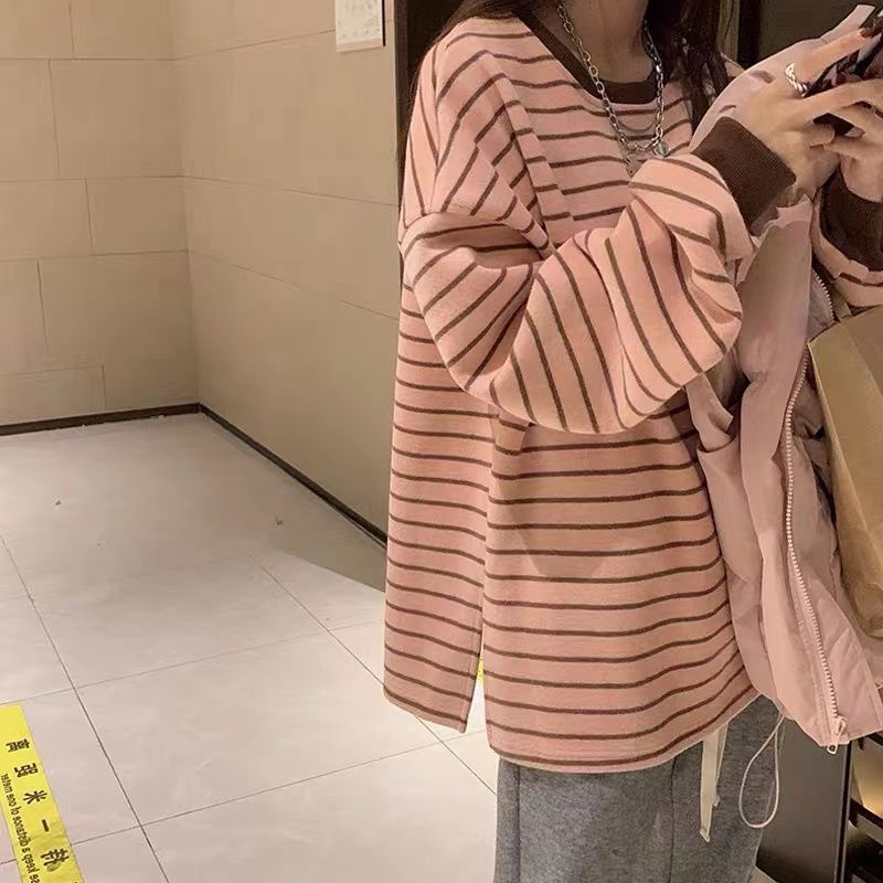 Áo Thun Kẻ Ngang Dài Tay Phom Rộng Hàn Quốc JL-TX-557