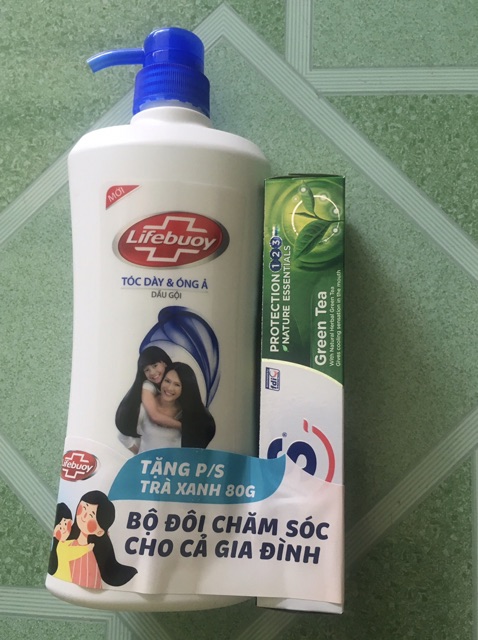 Dầu Gội Lifebuoy tặng kèm kem đánh răng PS trà xanh