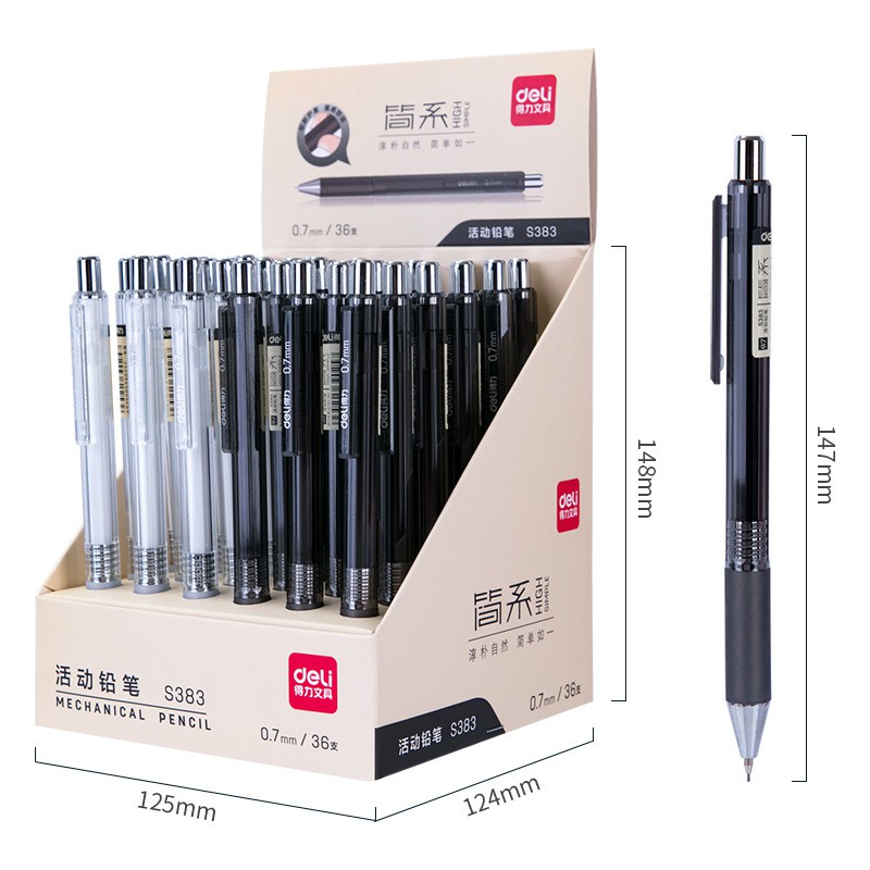 Bút chì bấm Deli thân nhựa ngòi 0.7mm