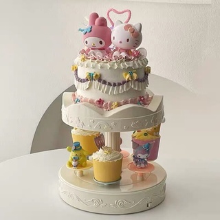 Kệ bánh vòng xoay ngựa 2 tầng bánh kem cupcake