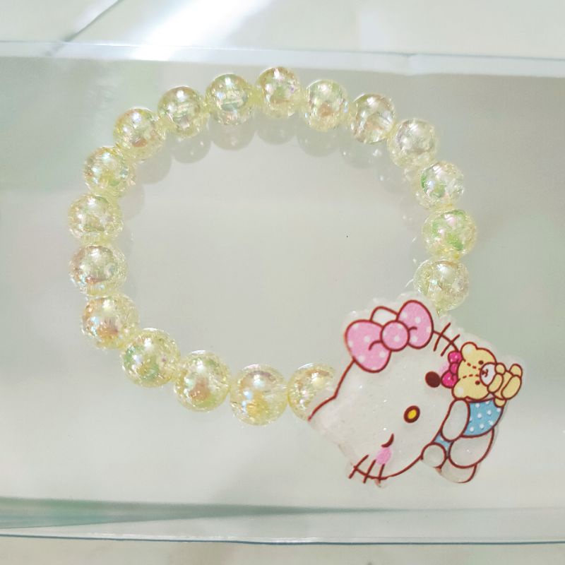 Vòng tay bé gái hình mèo Kitty hạt bóng siêu đẹp co giãn
