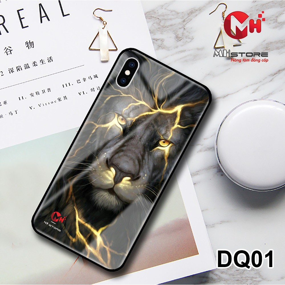 Ốp lưng iPhone in 3D Sư Tử dạ quang phát sáng ban đêm mặt lưng kính cường lực