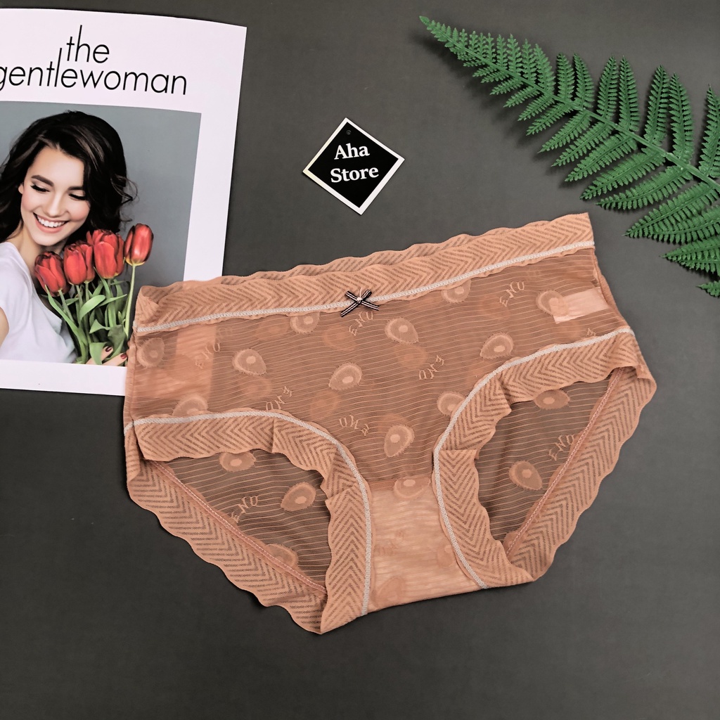Quần lót ren họa tiết trái bơ chất ren mềm mại xuyên thấu gợi cảm YiOn Underwear QR15
