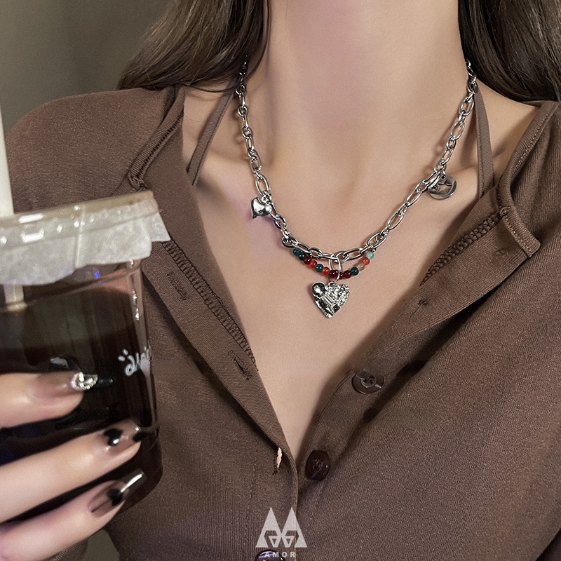 Vòng cổ Chuỗi Hạt Hình Sao Gia Vị Trái Tim Thiết Kế Tối Giản Cá Tính Kiểu Mới Cho Nữ