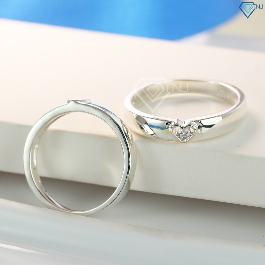 Nhẫn đôi bạc, nhẫn cặp tình nhân khắc tên ND0390 Silver