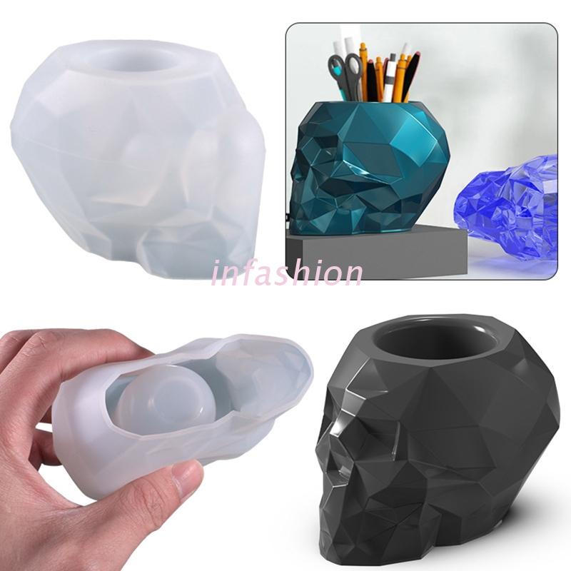 Khuôn silicone làm lọ đựng bút hình đầu lâu DIY