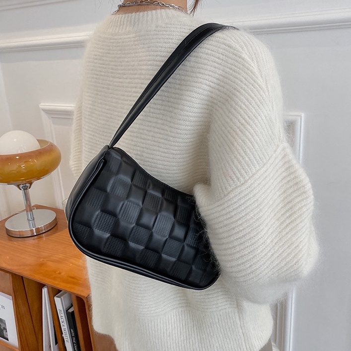 Túi Xách Da PU Kẹp Nách Màu Nâu / Đen / Xanh Dương Chống Thấm Nước Thời Trang Công Sở Cho Bạn Gái