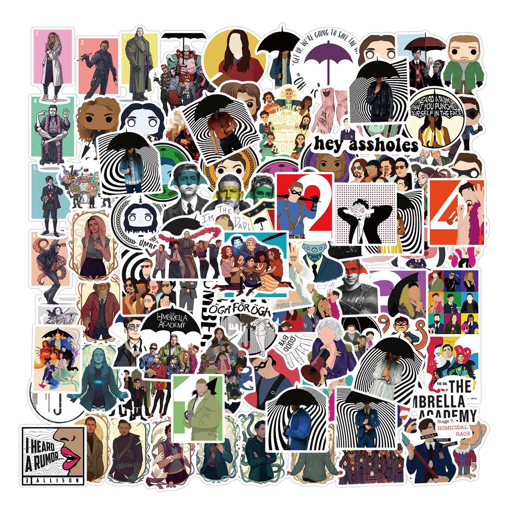 100 / 50 Sticker Dán Trang Trí Ván Trượt, Laptop, Điện Thoại Hình The Umbrella Academy