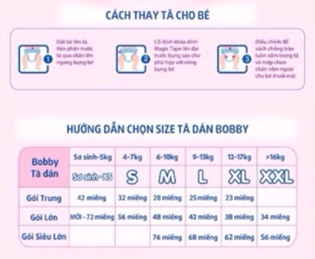 [CHỌN QUÀ]Tả dán Bobby size XS42/XS72/S56