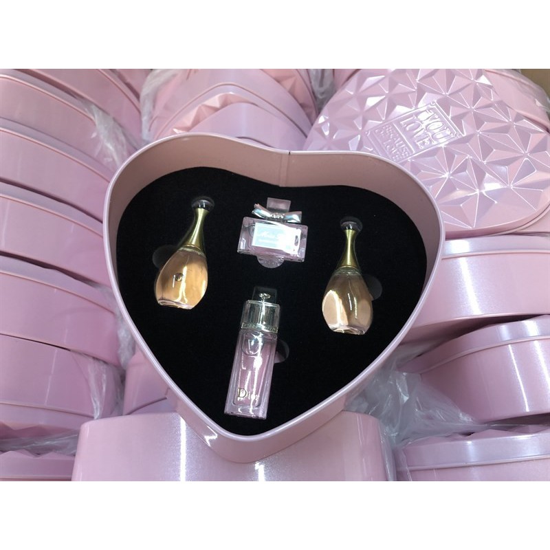 Set Nước hoa Mini nữ Dior 4 chai hộp trái tim
