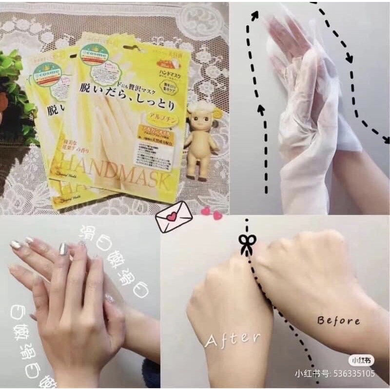 Ủ Tay Mềm Mịn Trắng Hồng Hand Mask Beauty World Nhật Bản - Túi 18ml