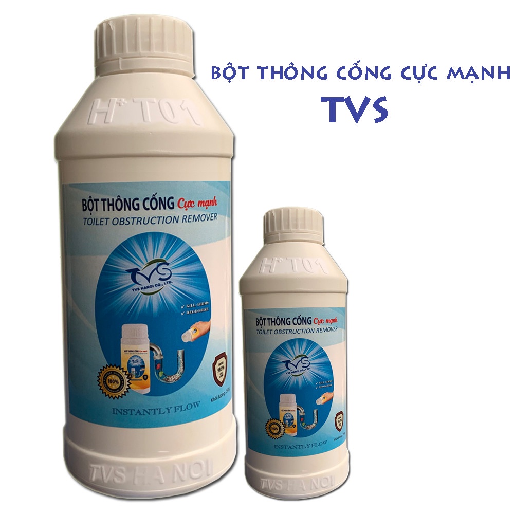 Combo 2 chai bột thông cống cực mạnh TVS loại lớn 250 gam, bột thông tắc bồn cầu, chậu rửa, hầm cống, đường ống nước