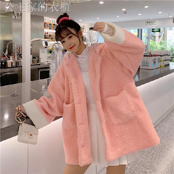 Áo Khoác Cardigan Có Mũ Trùm Đầu Dáng Rộng Chất Liệu Cashmere Dày Dặn Phong Cách Hàn Quốc