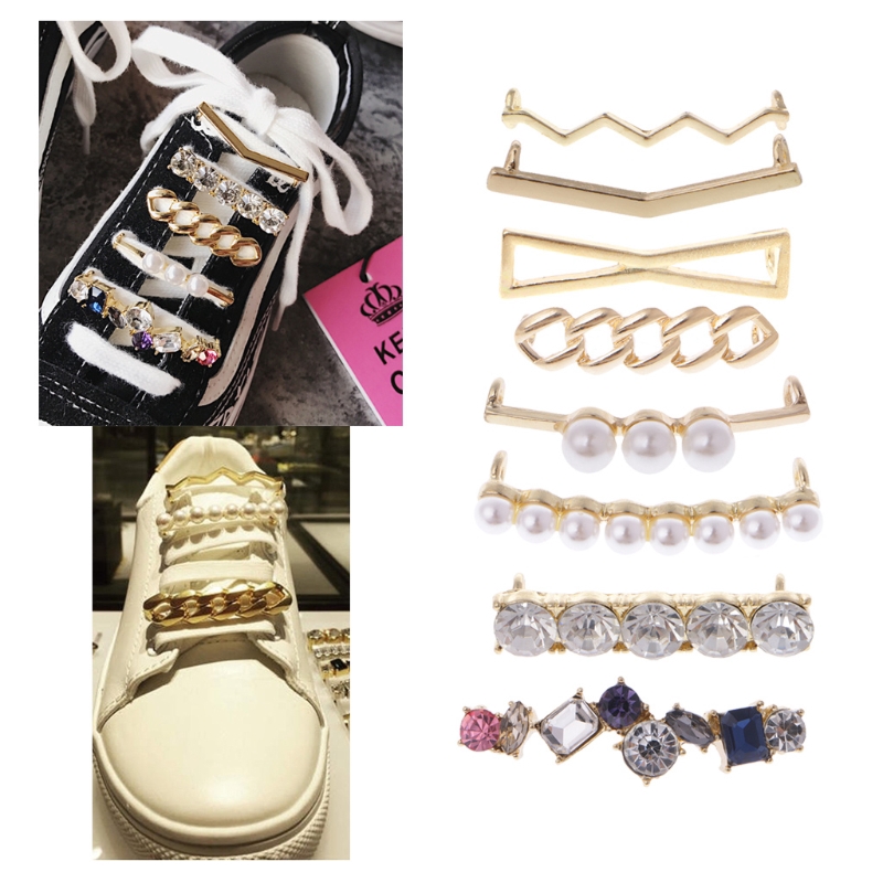 Phụ kiện xỏ giày đính ngọc trai giả / kim cương giả xinh xắn